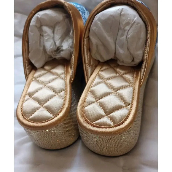 ZSA ZSA Degene-Rossi Luxury Slipper New Womens Slip On SHOES Sz 7 Blue Gold - Picture 4 of 6